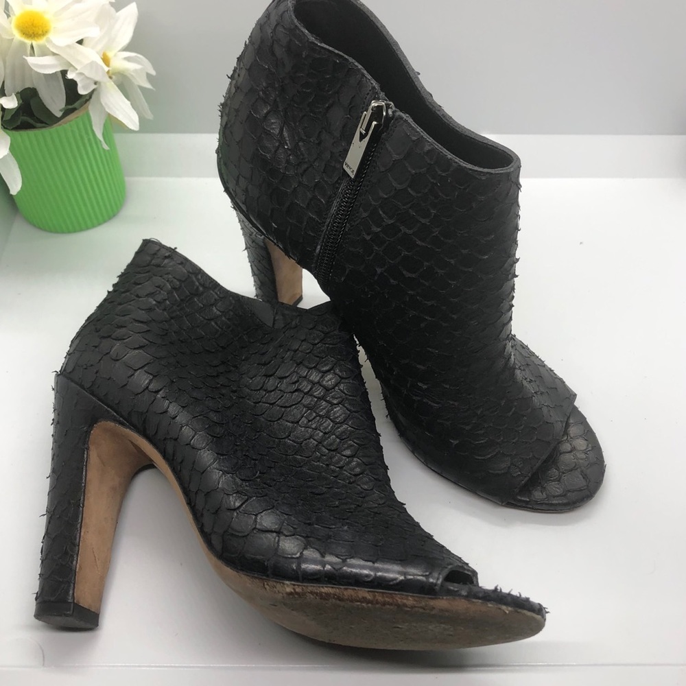 Vince Sierra Python Print Peep Toe Booties - image 2